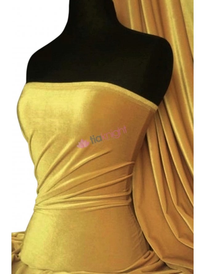 Velvet /Velour Stretch Spandex Fabric- Mustard Q559 MSTD