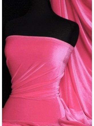 Velvet/Velour Stretch Spandex Fabric- Neon Pink Q559 NPN