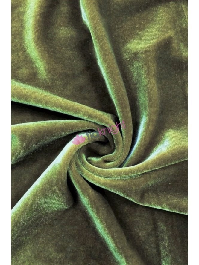 Velvet/Velour Stretch Spandex Fabric- Olive Green Q559 OLV