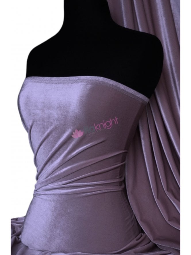 Velvet/Velour Stretch Spandex Fabric- Pale Mauve Q559 PMVE