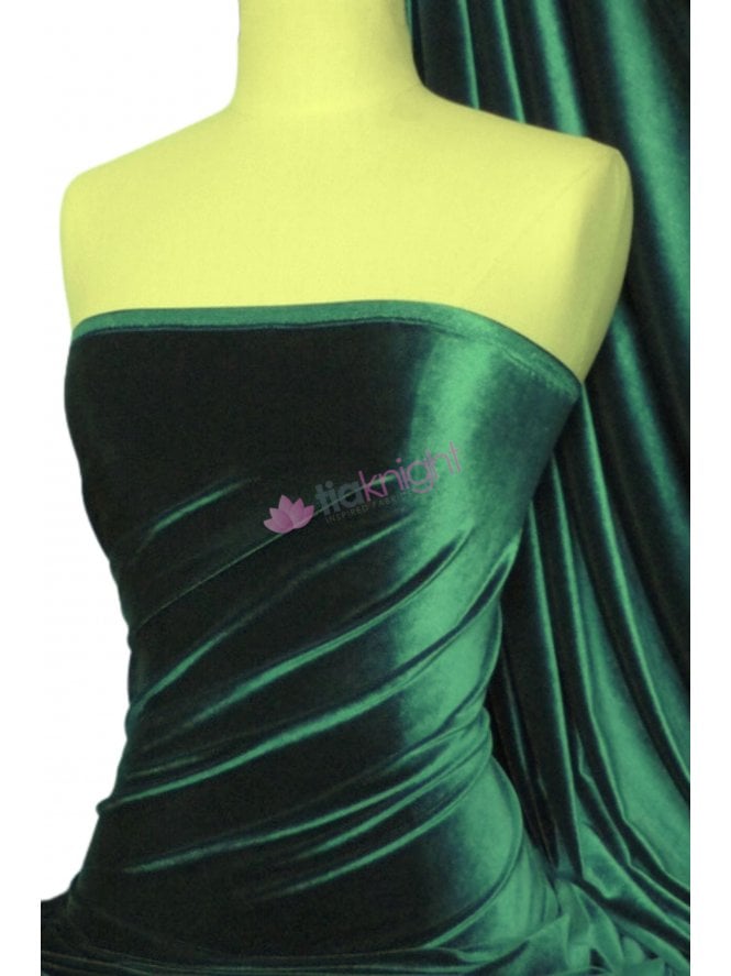 Velvet/Velour Stretch Spandex Fabric- Pine Green Q559 PGR