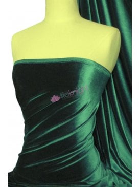 Velvet/Velour Stretch Spandex Fabric- Pine Green Q559 PGR