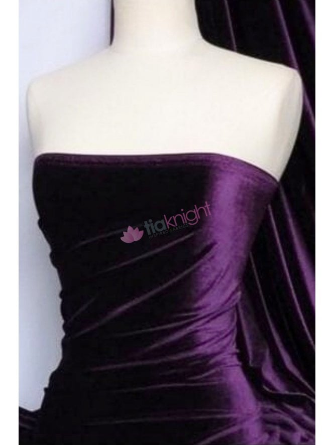 Velvet/Velour Stretch Spandex Fabric- Purple Q559 PPL