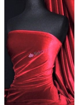 Velvet /Velour Stretch Spandex Fabric- Red Q559 RD
