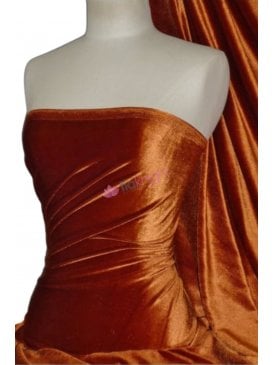 Velvet/Velour Stretch Spandex Fabric- Rust Q559 RST