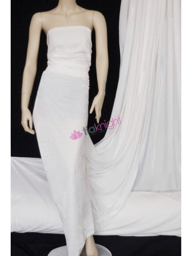 Velvet /Velour Stretch Spandex Fabric- White Q559 WHT