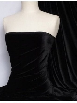 Velvet/Velour Stretch Spandex Lycra Fabric- Black SQ189 BK