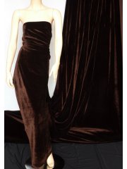 Velvet/Velour Stretch Spandex Lycra Fabric- Chocolate Q1174 CHO
