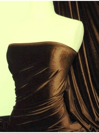 Velvet/Velour Stretch Spandex Lycra Fabric- Coffee Brown Q1174 CFBR