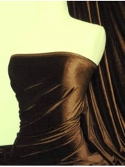Velvet/Velour Stretch Spandex Lycra Fabric- Coffee Brown Q1174 CFBR