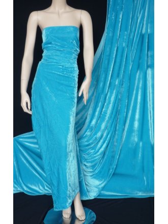 Velvet/Velour Stretch Spandex Lycra Fabric- Flo Turquoise Q1174 FTQS