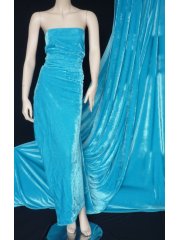 Velvet/Velour Stretch Spandex Lycra Fabric- Flo Turquoise Q1174 FTQS