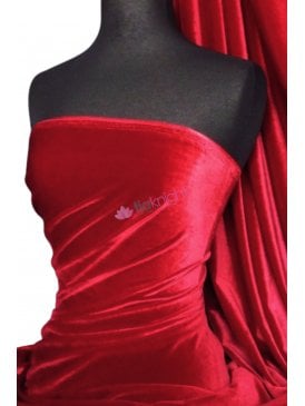 Velvet/Velour Stretch Spandex Lycra Fabric- Red SQ189 RD