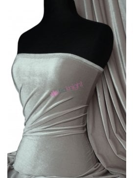 Velvet /Velour Super Stretch Spandex Fabric- Cloud Grey Q559 CGR