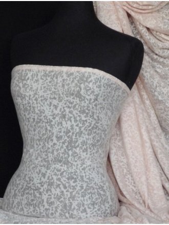 Viscose Burnout Stretch Fabric- Peach Mini Leopard Q975 PCH