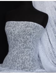 Viscose Burnout Stretch Fabric- White Mini Leopard Q975 WHT
