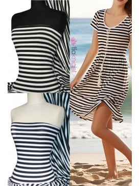 Viscose Cotton 4 Way Stretch Fabric- Horizontal Stripe Q1171