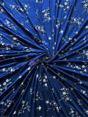 Viscose Cotton 4 Way Stretch Fabric- Royal Blue Floral Branches SQ704 RBLWHT