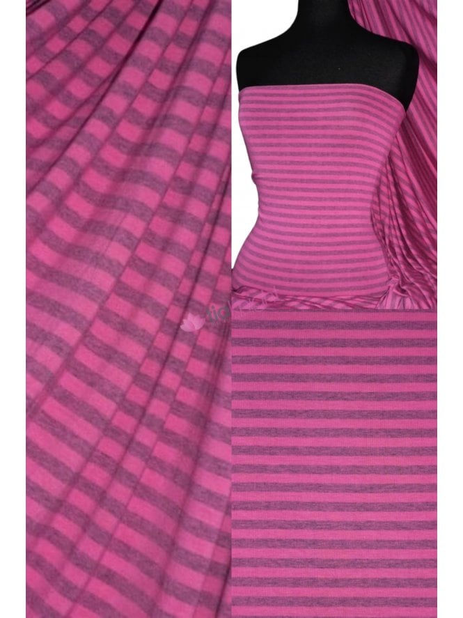Viscose Cotton 4 Way Stretch Fabric- Stripe Pink/Blue Q341 PNBL
