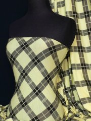 Viscose Cotton Stretch Fabric- Check Lemon/Black Q758 LMNBK