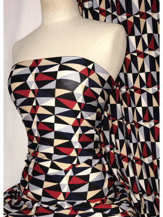 Viscose Cotton Stretch Fabric- Geo Triangles SQ328 MLT