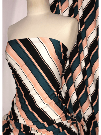 Viscose Cotton Stretch Fabric- Geometric Stripes SQ325 MLT