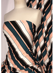 Viscose Cotton Stretch Fabric- Geometric Stripes SQ325 MLT
