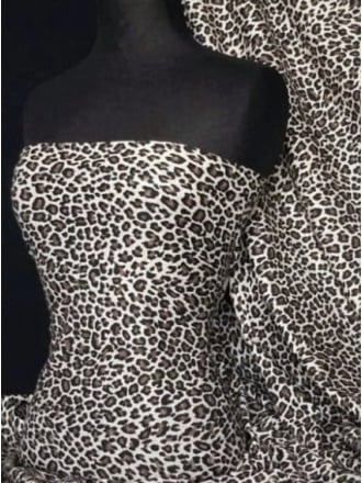 Viscose Cotton Stretch Fabric- Grey/Black Cheetah TK13 GRBK