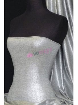 Viscose Cotton Stretch Fabric- Grey Silver Foil Q1348 GRSLV