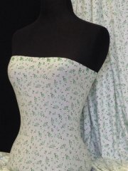Viscose Cotton Stretch Fabric- Lily Daisy Q729 GRNWHT