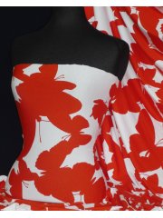 Viscose Cotton Stretch Fabric- Red/White Butterfly Q1314 RDWH