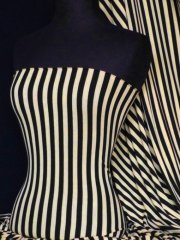 Viscose Cotton Stretch Fabric- Stripe Black/Light Stone Q650 BKLTSTN