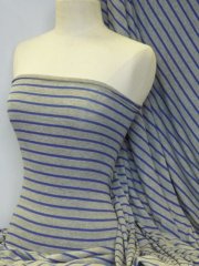 Viscose Cotton Stretch Fabric- Stripe Grey/Royal Blue Q880 GRRBL