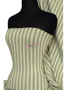 Viscose Cotton Stretch Fabric- Stripe Lemon/Marl Grey Q761 LMNMGR
