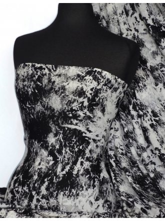 Viscose Cotton Stretch Lycra Fabric- Arianna Black/Grey Splash VSC07 BKGR