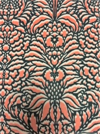 Viscose Cotton Stretch Lycra Fabric- Jungle Flower Coral VSC251 CRLBK