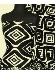 Viscose Cotton Stretch Lycra Fabric- Lauren Black/Beige Diamond VSCP15 BKBGE