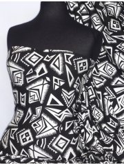 Viscose Cotton Stretch Lycra Fabric- Lucy Black/White Geometric VSC08 BKWHT