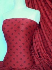Viscose Cotton Stretch Lycra Fabric- Red/Black Ethnic Q1109 RDBK