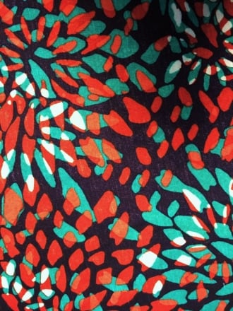 Viscose Cotton Stretch Lycra Fabric- Red/Green Abstract Q1204 RDGRN