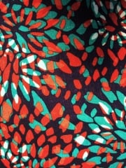 Viscose Cotton Stretch Lycra Fabric- Red/Green Abstract Q1204 RDGRN