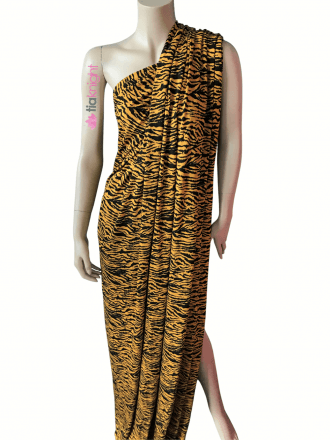 Viscose Elastane 4 Way Stretch Fabric- Bengal Tiger SQ629 MSTBK
