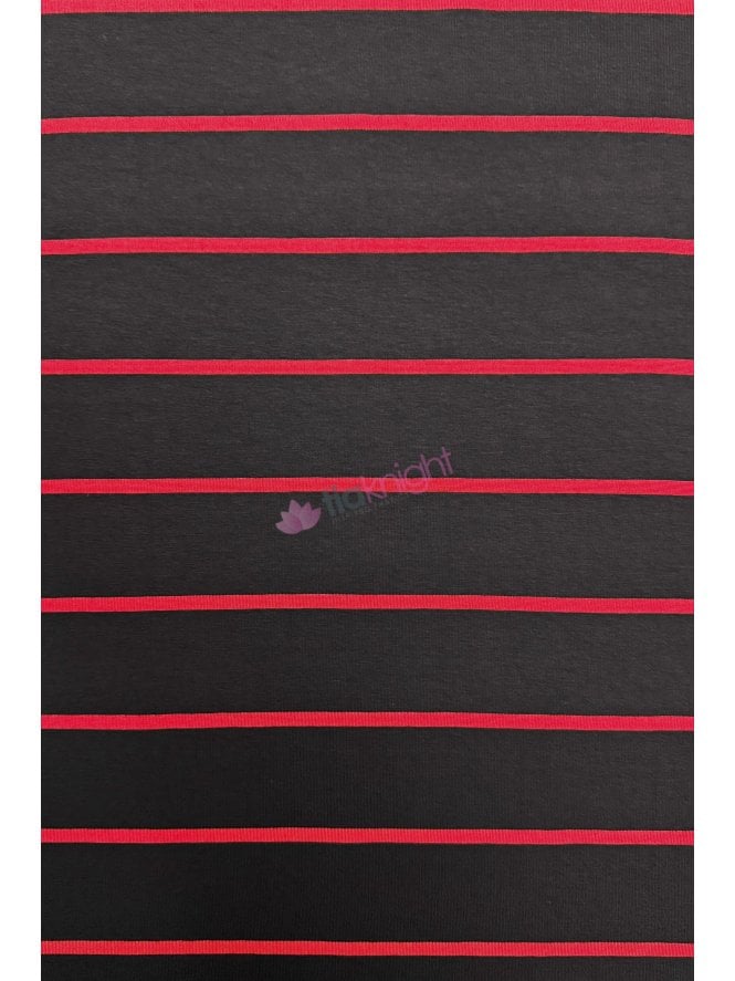 Viscose Elastane 4 Way Stretch Fabric- Black/Red Vertical Stripes SQ990 BKRD