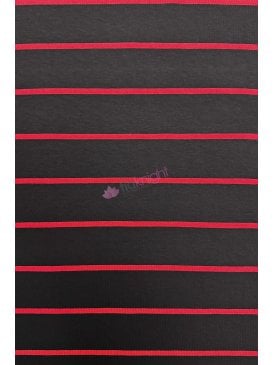 Viscose Elastane 4 Way Stretch Fabric- Black/Red Vertical Stripes SQ990 BKRD