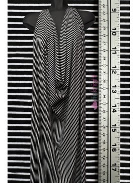 Viscose Elastane 4 Way Stretch Fabric- Black/White Vertical Pinstripes SQ985 BKWHT