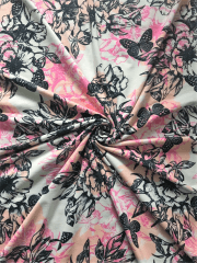Viscose Elastane 4 Way Stretch Fabric- Butterfly Blooms SQ732 IVMLT