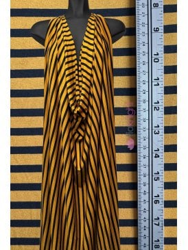 Viscose Elastane 4 Way Stretch Fabric- Mustard/Black Vertical Stripes SQ986 MSTBK