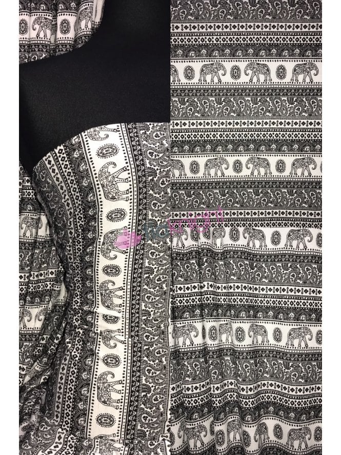 Viscose Elastane Stretch Fabric- Elephant Aztec SQ359 BKIV
