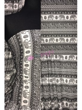 Viscose Elastane Stretch Fabric- Elephant Aztec SQ359 BKIV