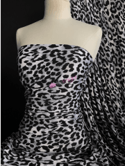 Viscose Printed 4 Way Stretch Lycra- Grey/Black Cheetah SQ506 BKGR
